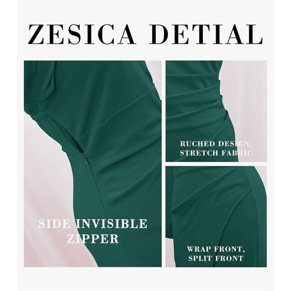 NEW 1 Shoulder Cocktail High Slit Ruched Bodycon Wedding Maxi Dress XL - Picture 6 of 6